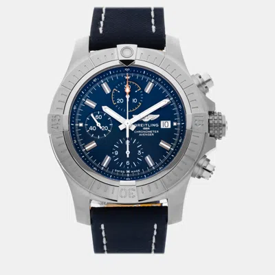 Pre-owned Breitling Blue Stainless Steel Avenger A13317101c1x2 Automatic Men's Wristwatch 45 Mm