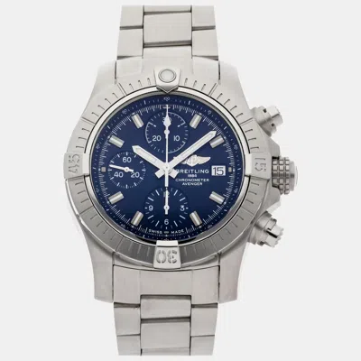 Pre-owned Breitling Blue Stainless Steel Avenger A13385101c1a1 Automatic Men's Wristwatch 43 Mm