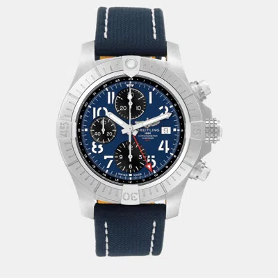 Pre-owned Breitling Blue Stainless Steel Avenger A24315 Automatic Men's Wristwatch 45 Mm