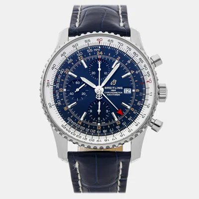 Pre-owned Breitling Blue Stainless Steel Navitimer A24322121c2p2 Automatic Men's Wristwatch 46 Mm