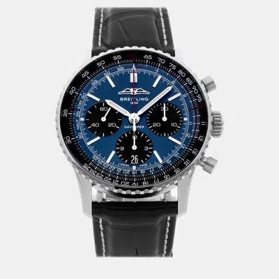 Pre-owned Breitling Blue Stainless Steel Navitimer Automatic Men's Wristwatch 41 Mm