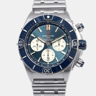 Pre-owned Breitling Blue Stainless Steel Super Chronomat Ab0136161c1a1/ab0136 Automatic Men's Wristwatch 44 Mm
