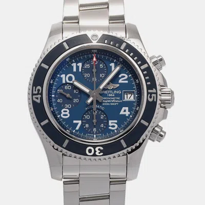 Pre-owned Breitling Blue Stainless Steel Superocean A13311 Automatic Men's Wristwatch 42 Mm