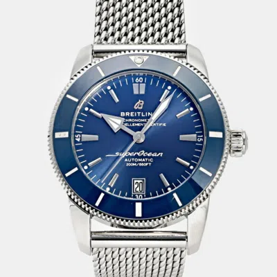 Pre-owned Breitling Blue Stainless Steel Superocean Automatic Men's Wristwatch 42 Mm