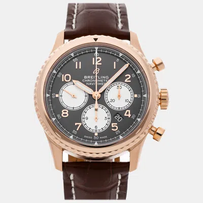 Pre-owned Breitling Brown 18k Rose Gold Navitimer Rb0117131q1p1 Automatic Men's Wristwatch 43 Mm