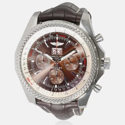 Pre-owned Breitling Brown Stainless Steel Bentley A44362 Automatic Men's Wristwatch 48 Mm