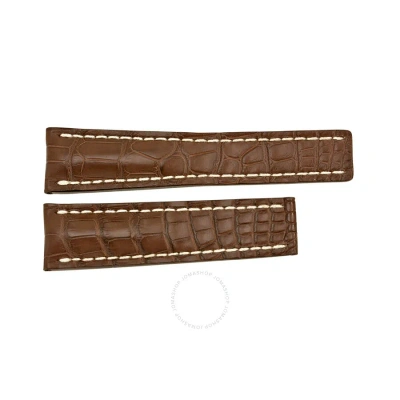 Breitling Brown Strap With White Stitching 24-20mm Buckle Not Included.