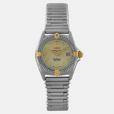 Pre-owned Breitling Callistino B52345 Quartz Silver Stainless Steel Women's Wristwatch 28 Mm In Yellow