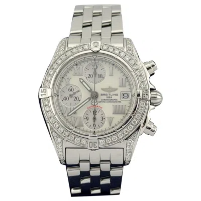 Pre-owned Breitling Chrono Cockpit A13357 39mm Diamond Bezel And Lugs White Dial Steel