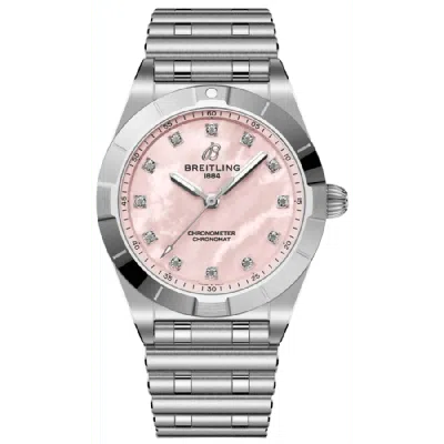 Breitling Chronomat 28 Pink Mother Of Pearl Diamond Dial Steel Women's Watch A72310101k1a1