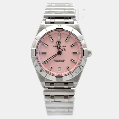 Pre-owned Breitling Chronomat 32 A77310101k1a1 Quartz Pink Stainless Steel Women's Wristwatch 32 Mm