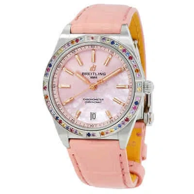 Pre-owned Breitling Chronomat 36mm South Sea Automatic Pink Mop Diamond Ladies Watch