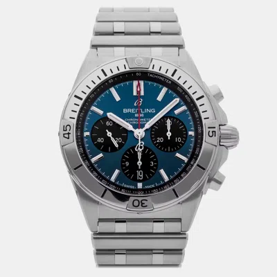 Pre-owned Breitling Chronomat 42 Ab0134101k1a1 Silver Stainless Steel Automatic Chronograph Men's Watches 42mm