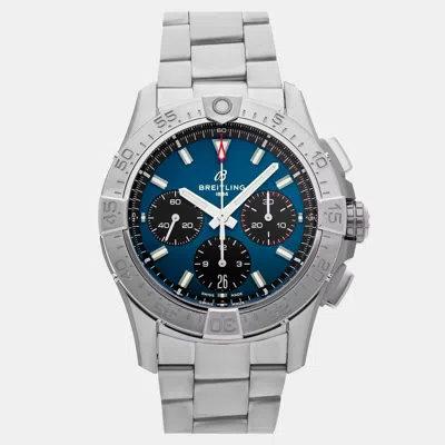 Pre-owned Breitling Chronomat Ab0134101c1a1 Blue Stainless Steel Automatic Men's Watches 42mm