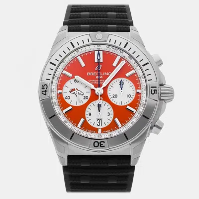Pre-owned Breitling Chronomat Ab01342b1o1s1 Red Stainless Steel Stainless Steel Men Wristwatch 42mm
