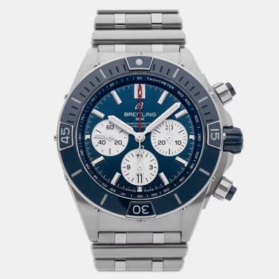 Pre-owned Breitling Chronomat Ab0136161c1a1 Blue Stainless Steel Automatic Men Wristwatch 44mm