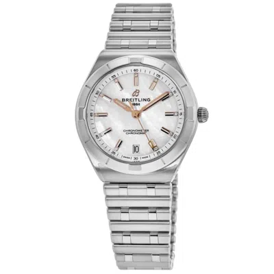Breitling Chronomat Automatic 36 Mother Of Pearl Diamond Dial Stainless Steel Women's Watch A10320101a1a1 In Neutral