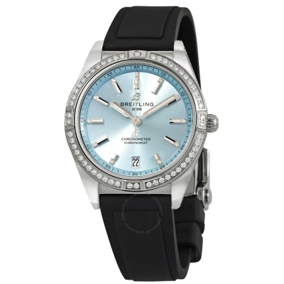 Breitling Chronomat Automatic Diamond Ice Blue Dial Ladies Watch G10380591c1s1 In Black / Blue / Gold / Gold Tone / Grey