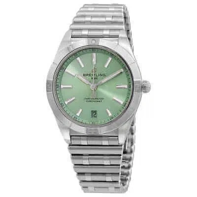 Pre-owned Breitling Chronomat Automatic Green Dial Ladies Watch A10380101l1a1