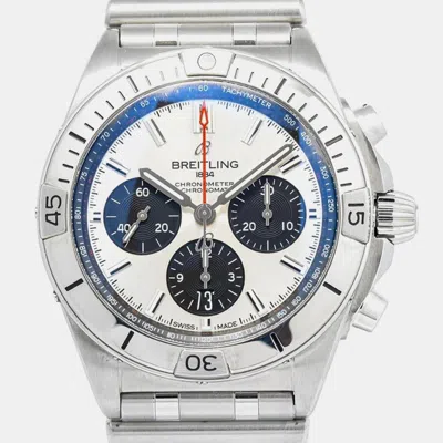 Pre-owned Breitling Chronomat B01 42 Ab0134 Automatic White Stainless Steel Men's Wristwatch 42mm