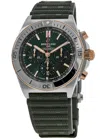 Breitling Chronomat B01 42 Automatic Chronograph Green Dial 18k Rose Gold Bezel Rubber Strap Men's Watch Ub013 In Green