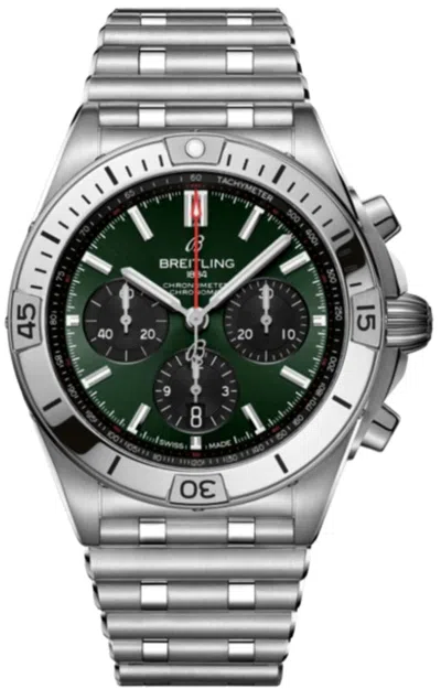 Breitling Chronomat B01 42 Chronograph Automatic Green Dial Steel Men's Watch Ab0134101l2a1 In Pattern