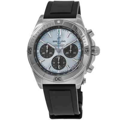 Breitling Chronomat B01 42 Chronograph Ice Blue Dial Platinum Bezel Rubber Strap Men's Watch Pb0134101c1s1