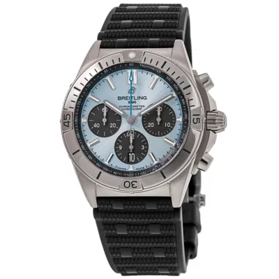 Breitling Chronomat B01 42 Ice Blue Dial Rubber Strap Men's Watch Pb0134101c1s2 In Black