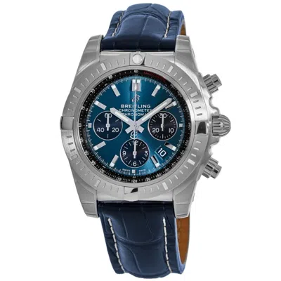 Breitling Chronomat B01 Chronograph 44 Blue Dial Crocodile Leather Strap Men's Watch Ab0115101c1p1