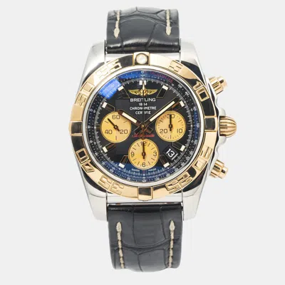 Pre-owned Breitling Chronomat Cb0110 Black Dial 18k Rose Gold Stainless Steel Automatic Men's Wristwatch 44 Mm