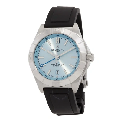 Breitling Chronomat Gmt 40 Automatic Chronometer Ice Blue Dial Men's Watch P32398101c1s1 In Black / Blue / Platinum