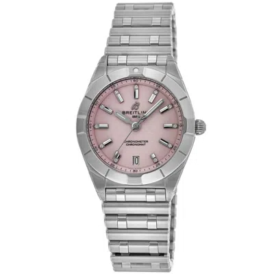 Breitling Chronomat Quartz 32 Pink Diamond Dial Stainless Steel Women's Watch A77310101k1a1 In Silver