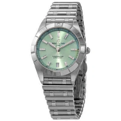 Pre-owned Breitling Chronomat Quartz Chronometer Diamond Green Dial Ladies Watch