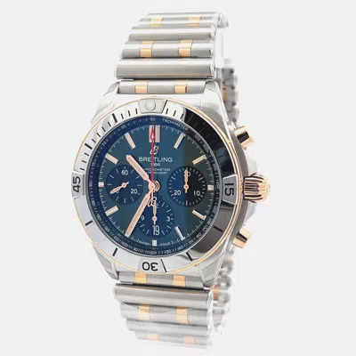 Pre-owned Breitling Chronomat Ub0134131l1u1 Green 18k Yellow Gold Stainless Steel Automatic Men's Watches 42mm