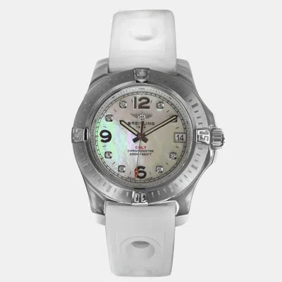 Pre-owned Breitling Colt A74389 Quartz White Diamonds Stainless Steel Women's Wristwatch 36 Mm