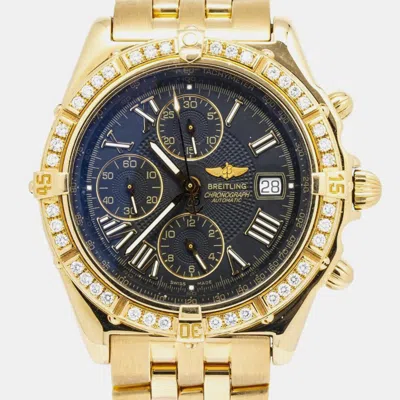 Pre-owned Breitling Crosswind K13055 Automatic Black 18k Yellow Gold Men's Wristwatch 41mm