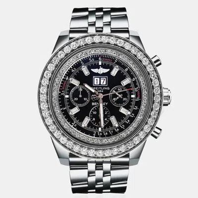 Pre-owned Breitling Customised Black 12.00 Ct Diamond Stainless Steel Bentley A4436412 Automatic Men's Wristwatch 51 Mm