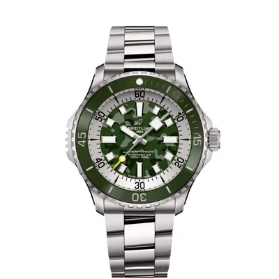Pre-owned Breitling E10379d31l1e1 Superocean Auto Super Divergreen Dial Ss Bracelet 46mm