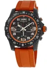 Breitling Endurance Pro 44 Quartz Chronograph Black Dial Orange Rubber Strap Men's Watch X82310a51b1s2 In Black