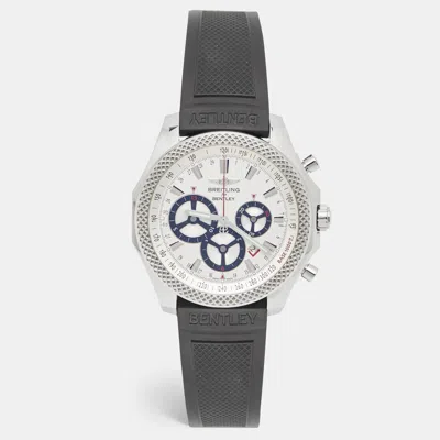 Pre-owned Breitling For Bentley Silver Stainless Steel Rubber Barnato Racing A25366 Men's Wristwatch 49 Mm