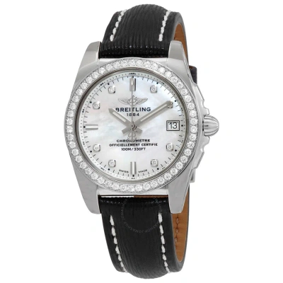 Breitling Galactic 36 Quartz Diamond White Mother Of Pearl Dial Ladies Watch A7433053/a780.215x.a16b In Blue