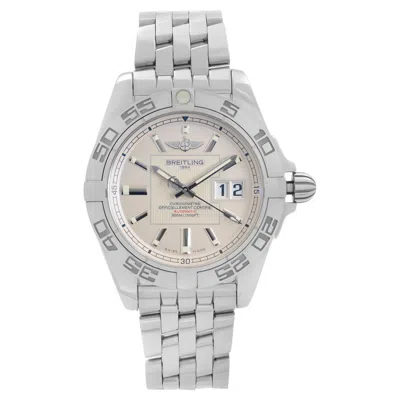Pre-owned Breitling Galactic 41 Steel Silver Dial Automatic Mens Watch A49350l2/g699-366a In Multi