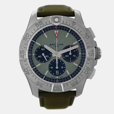 Pre-owned Breitling Green Stainless Steel Avenger Ab0147101l1x1 Automatic Men's Wristwatch 44 Mm