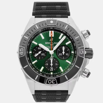 Pre-owned Breitling Green Stainless Steel Chronomat Ab0136251l1s1 Automatic Men's Wristwatch 44 Mm