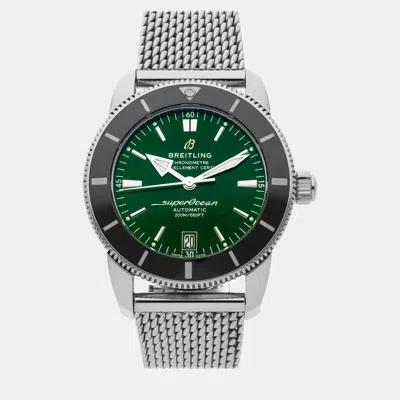 Pre-owned Breitling Green Stainless Steel Superocean Ab2010121l1a1 Automatic Men's Wristwatch 42 Mm