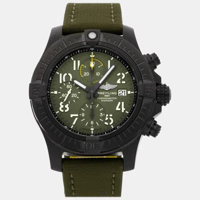 Pre-owned Breitling Green Titanium Avenger V13317101l1x2 Automatic Men's Wristwatch 45 Mm