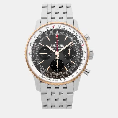 Pre-owned Breitling Grey Stainless Steel Navitimer Ub0121211f1a1 Automatic Men's Wristwatch 43 Mm