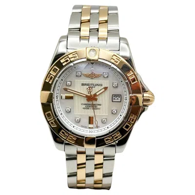 Pre-owned Breitling Ladies Galactic 32 C71356 Mop Diamond 18k Rose Gold Steel Box Paper In Red