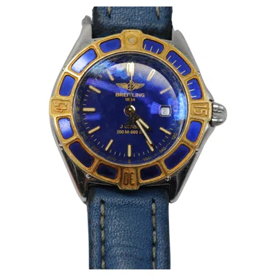 Pre-owned Breitling Lady J D52065 With A Deep Blue Leather Strap
