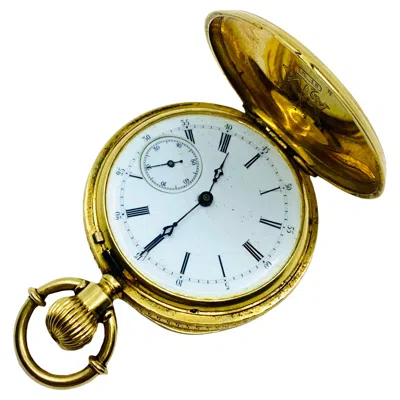 Pre-owned Breitling Laederich Antique Pocket Watch 18k Gold Enamel In Multi